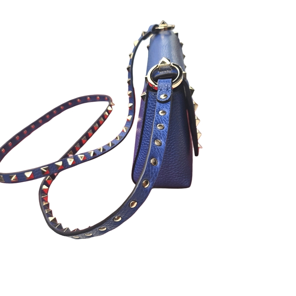 Valentino Garavani Blue Leather Rockstud Crossbody Bag - Picture 6 of 11